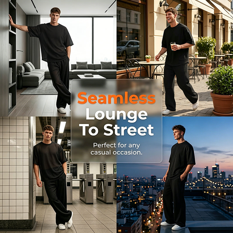 2026 New Arrivals Men's T-Shirt & Wide-Leg Pants 2-Piece Set
