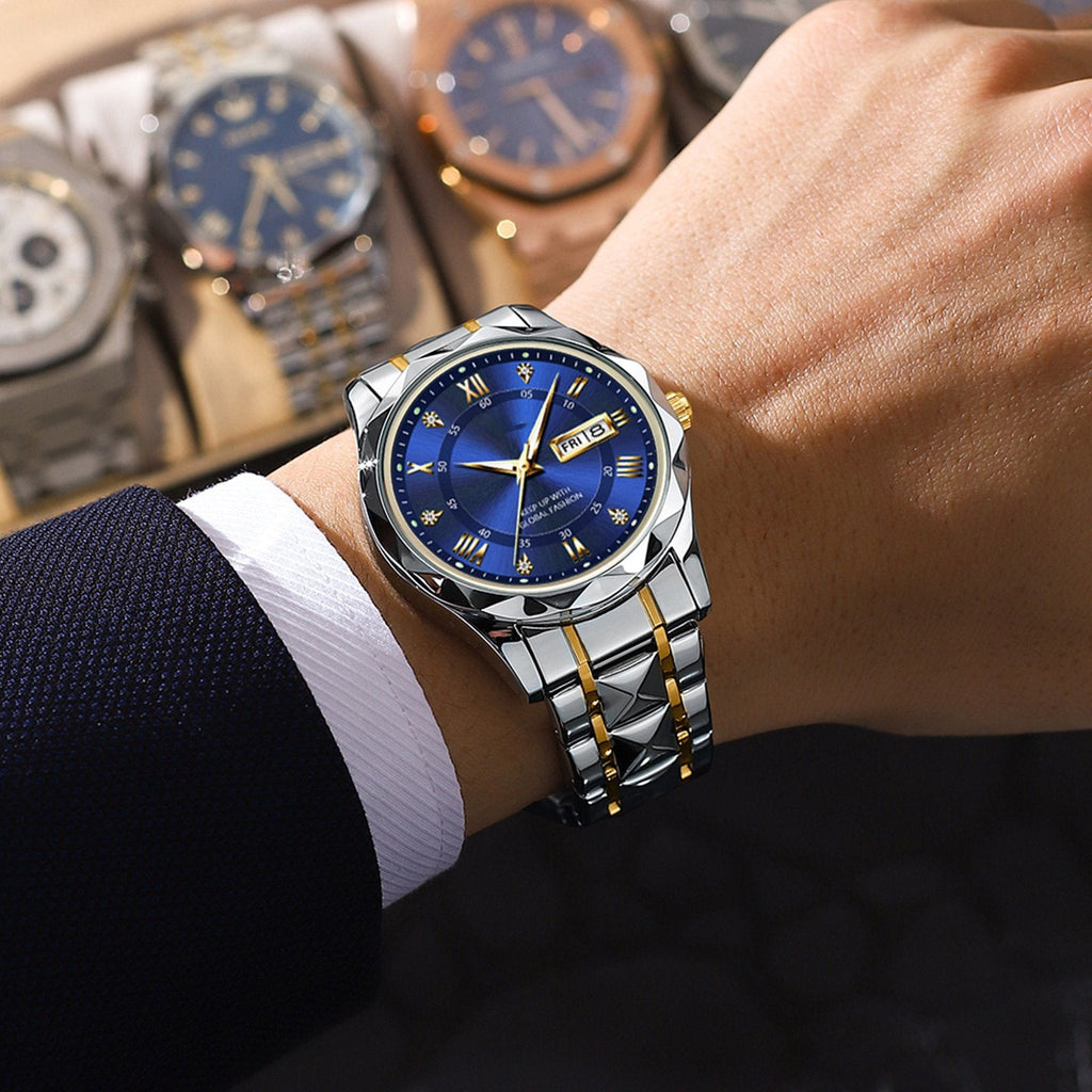 Waterproof Luminous Stainless Steel Two-tone Quartz Men's Watch