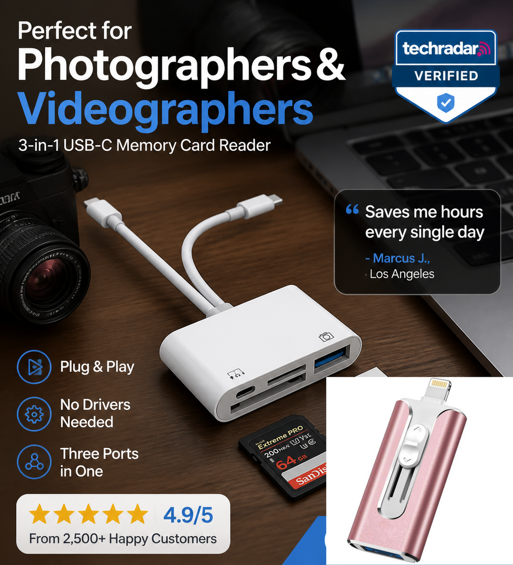 Transfer Camera Photos Straight to Your Phone ¨C Pocket-Sized CF/SD/MicroSD Reader