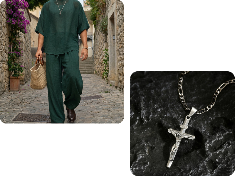 2026 New Arrivals Men's T-Shirt & Wide-Leg Pants 2-Piece Set