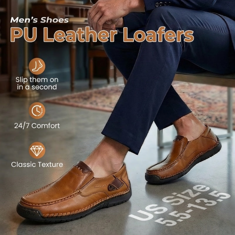 Classic Men¡¯s Slip-On Leather Shoes ¨C Premium Calfskin, All-Day Comfort & Effortless Style