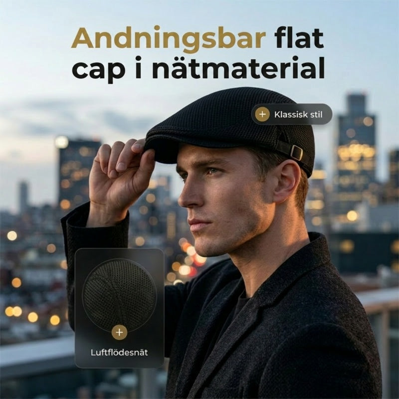 Breathable Flat Cap with Adjustable Strap ¨C Mesh Fabric, Classic Ivy Style & Built-in Sweatband