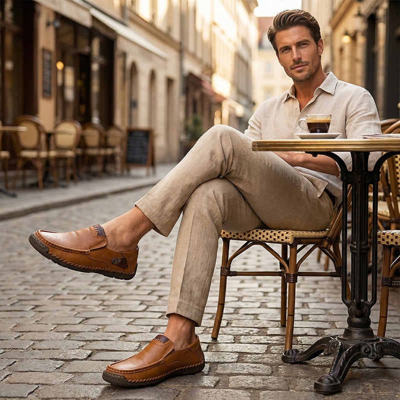 Classic Men¡¯s Slip-On Leather Shoes ¨C Premium Calfskin, All-Day Comfort & Effortless Style