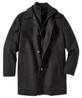 Wool Blend Three-Quarter Length Bibbed Coat