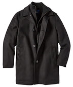 Wool Blend Three-Quarter Length Bibbed Coat