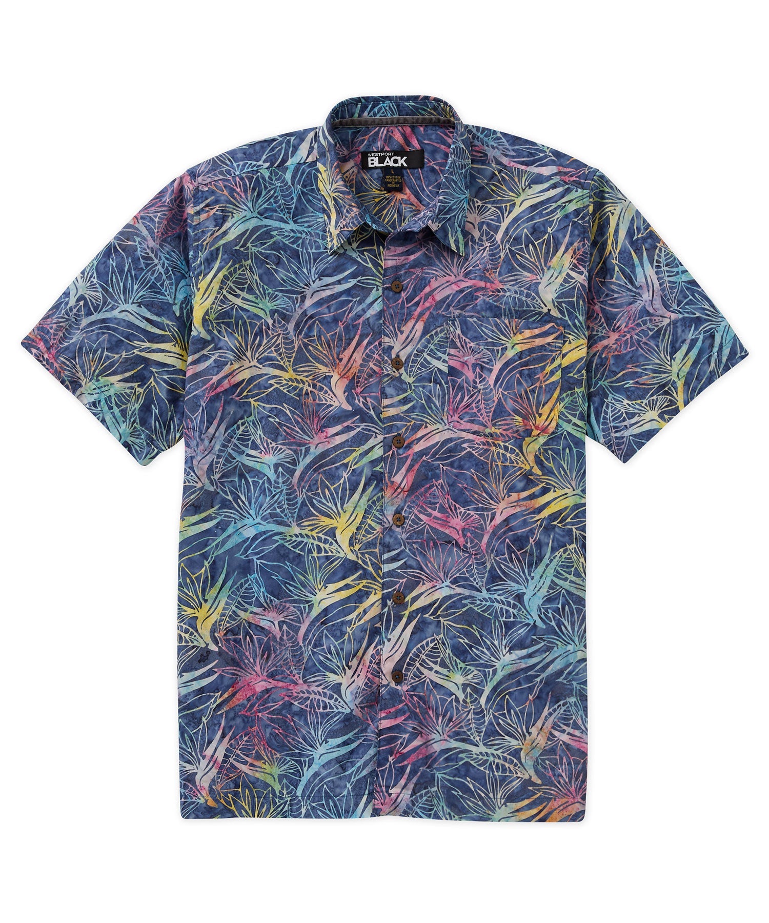 Short Sleeve Batik Print Camp Shirt – Blue Multi