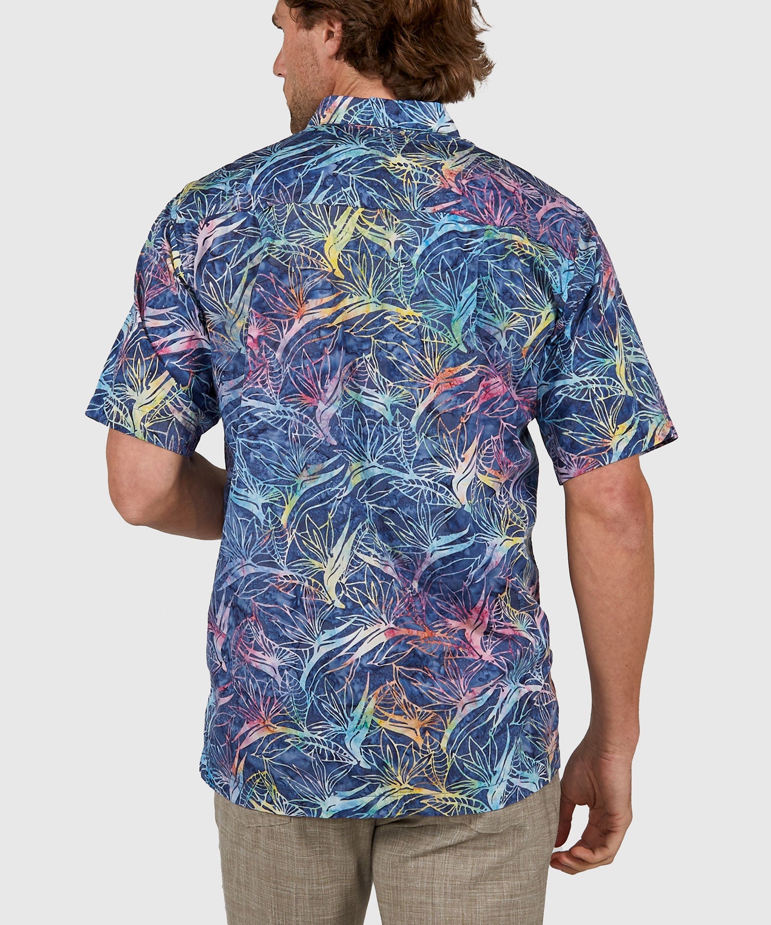 Short Sleeve Batik Print Camp Shirt – Blue Multi