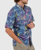 Short Sleeve Batik Print Camp Shirt – Blue Multi