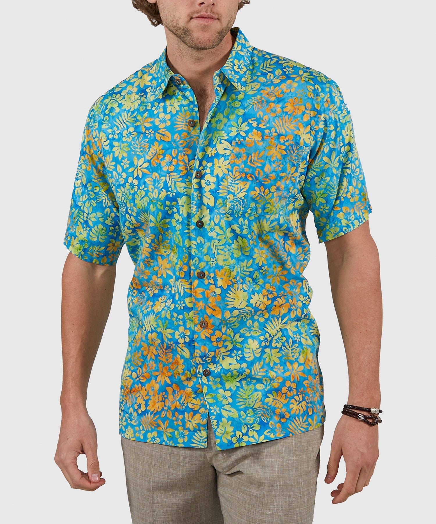 Short Sleeve Batik Print Camp Shirt – Multi