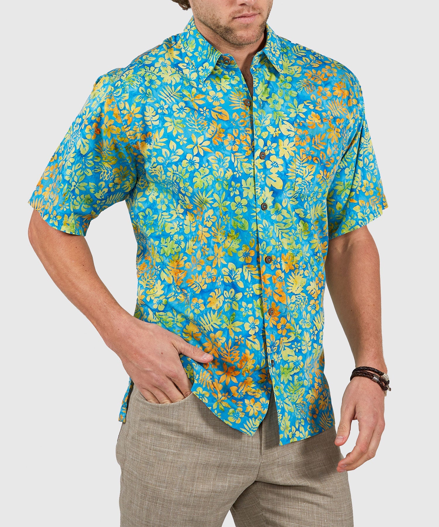 Short Sleeve Batik Print Camp Shirt – Multi