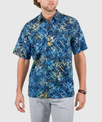 Short Sleeve Batik Print Camp Shirt – Mixed Blue