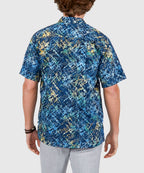 Short Sleeve Batik Print Camp Shirt – Mixed Blue
