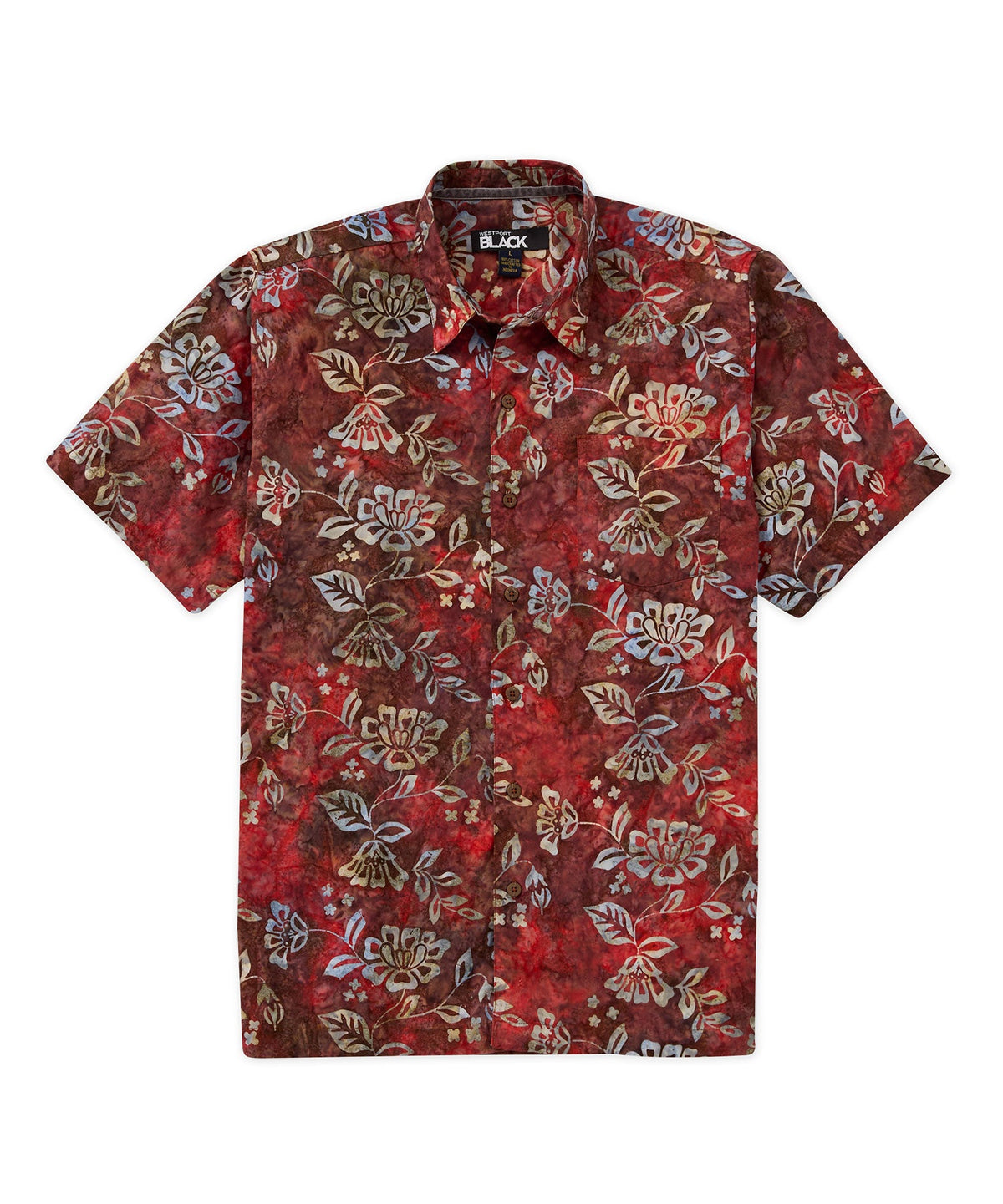 Short Sleeve Batik Print Camp Shirt – Red Swirl