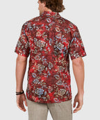 Short Sleeve Batik Print Camp Shirt – Red Swirl