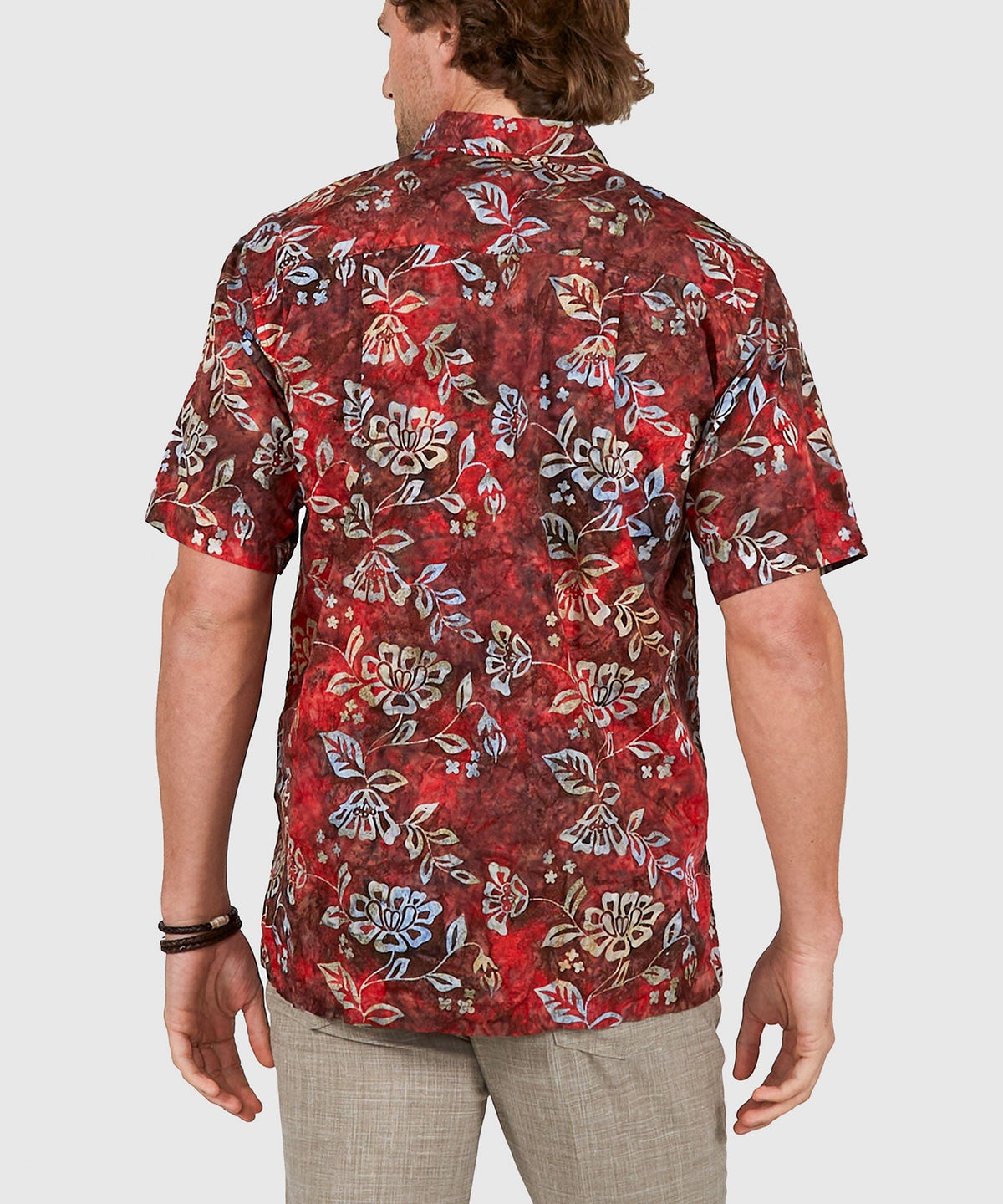 Short Sleeve Batik Print Camp Shirt – Red Swirl