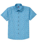 Short Sleeve No-Tuck Performance Print Sport Shirt – Blue