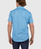 Short Sleeve No-Tuck Performance Print Sport Shirt – Blue