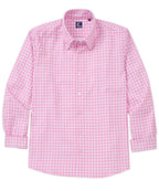 Long Sleeve No-Tuck Performance Gingham Sport Shirt – Pink
