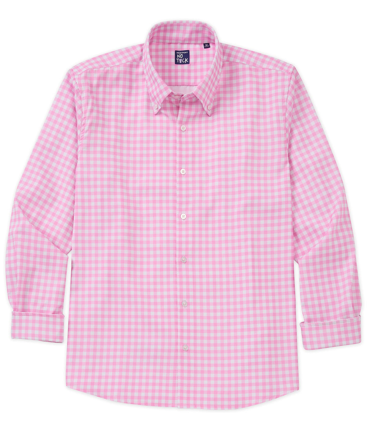 Long Sleeve No-Tuck Performance Gingham Sport Shirt – Pink