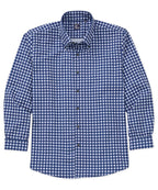 Long Sleeve No-Tuck Performance Gingham Sport Shirt – Navy