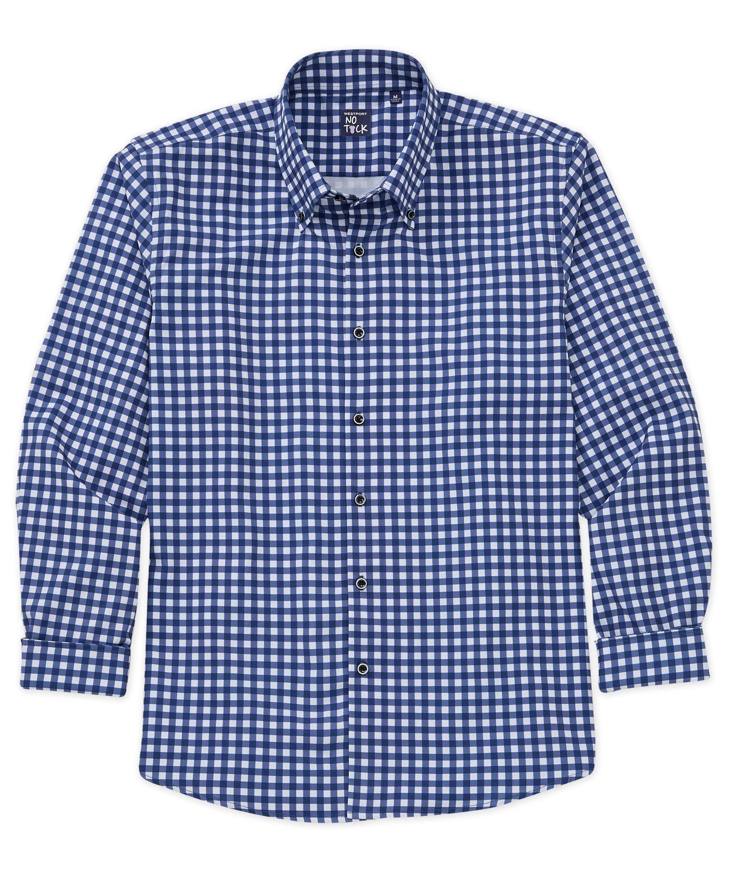 Long Sleeve No-Tuck Performance Gingham Sport Shirt – Navy