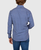 Long Sleeve No-Tuck Performance Gingham Sport Shirt – Navy