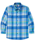 Long Sleeve No-Tuck Performance Plaid Sport Shirt – Blue Multi