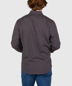 Long Sleeve No-Tuck Performance Print Sport Shirt – Black