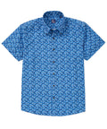 Short Sleeve No-Tuck Performance Gradient Geo Sport Shirt – Blue