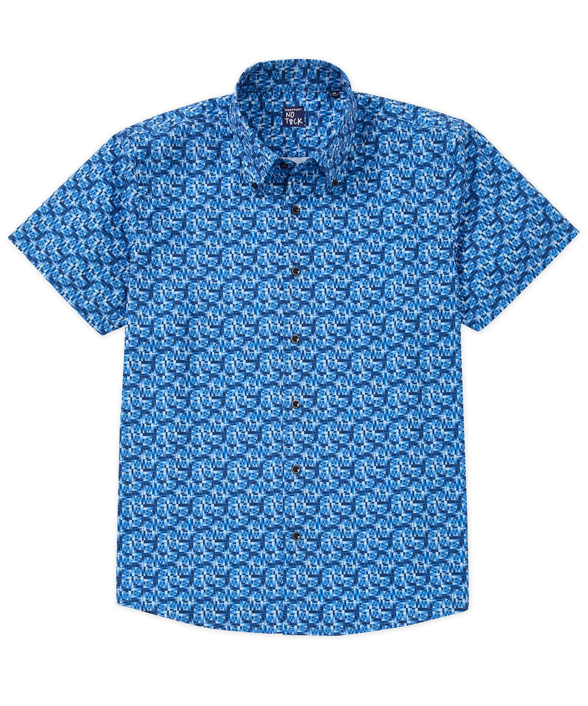 Short Sleeve No-Tuck Performance Gradient Geo Sport Shirt – Blue
