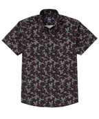 Short Sleeve No-Tuck Performance Paisley Sport Shirt – Black Multi