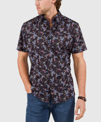 Short Sleeve No-Tuck Performance Paisley Sport Shirt – Black Multi