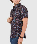 Short Sleeve No-Tuck Performance Paisley Sport Shirt – Black Multi