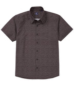 Short Sleeve No-Tuck Performance Micro Paisley Sport Shirt – Black/White