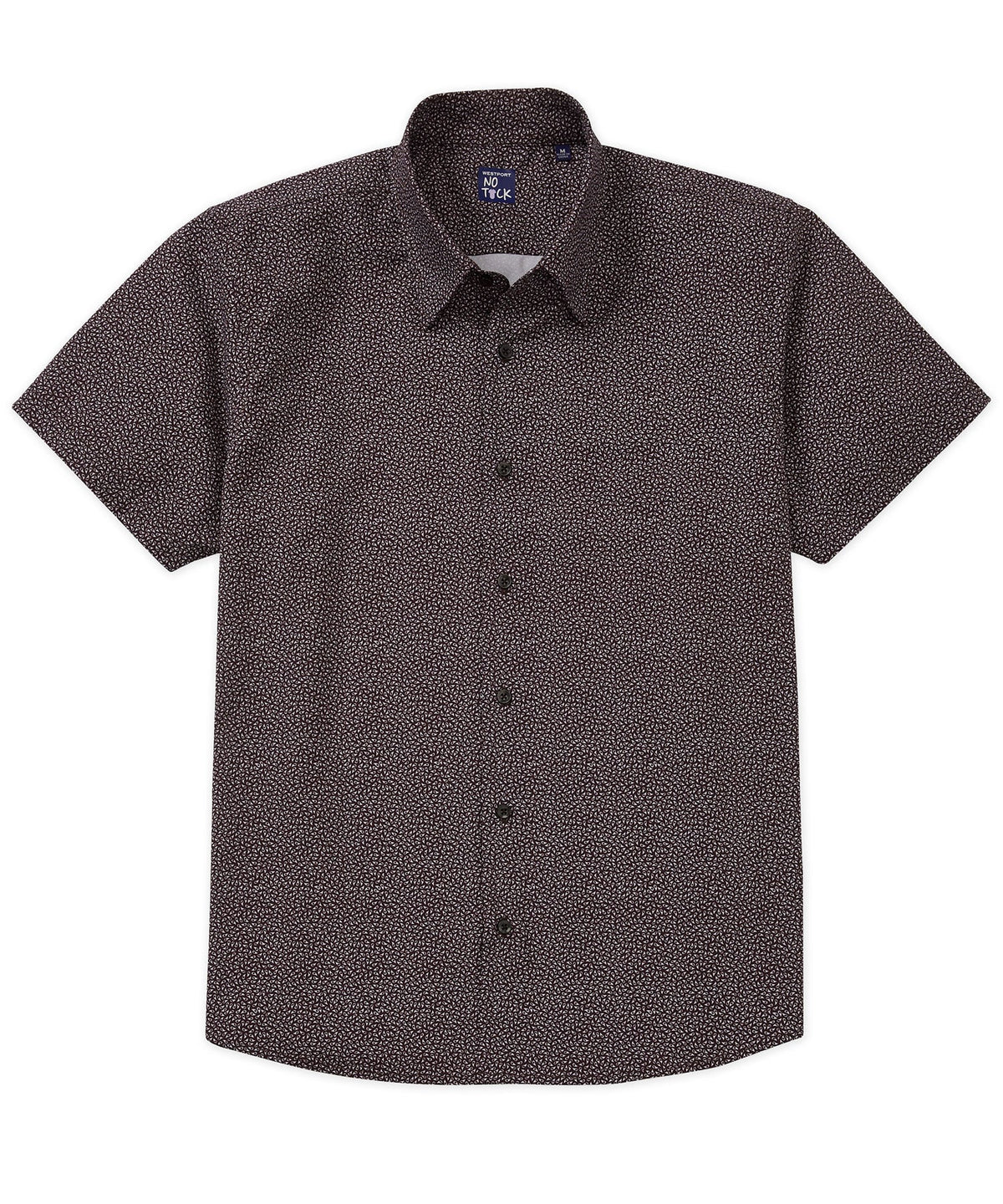 Short Sleeve No-Tuck Performance Micro Paisley Sport Shirt – Black/White