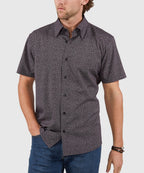 Short Sleeve No-Tuck Performance Micro Paisley Sport Shirt – Black/White