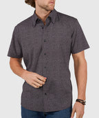 Short Sleeve No-Tuck Performance Micro Paisley Sport Shirt – Black/White