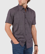 Short Sleeve No-Tuck Performance Micro Paisley Sport Shirt – Black/White