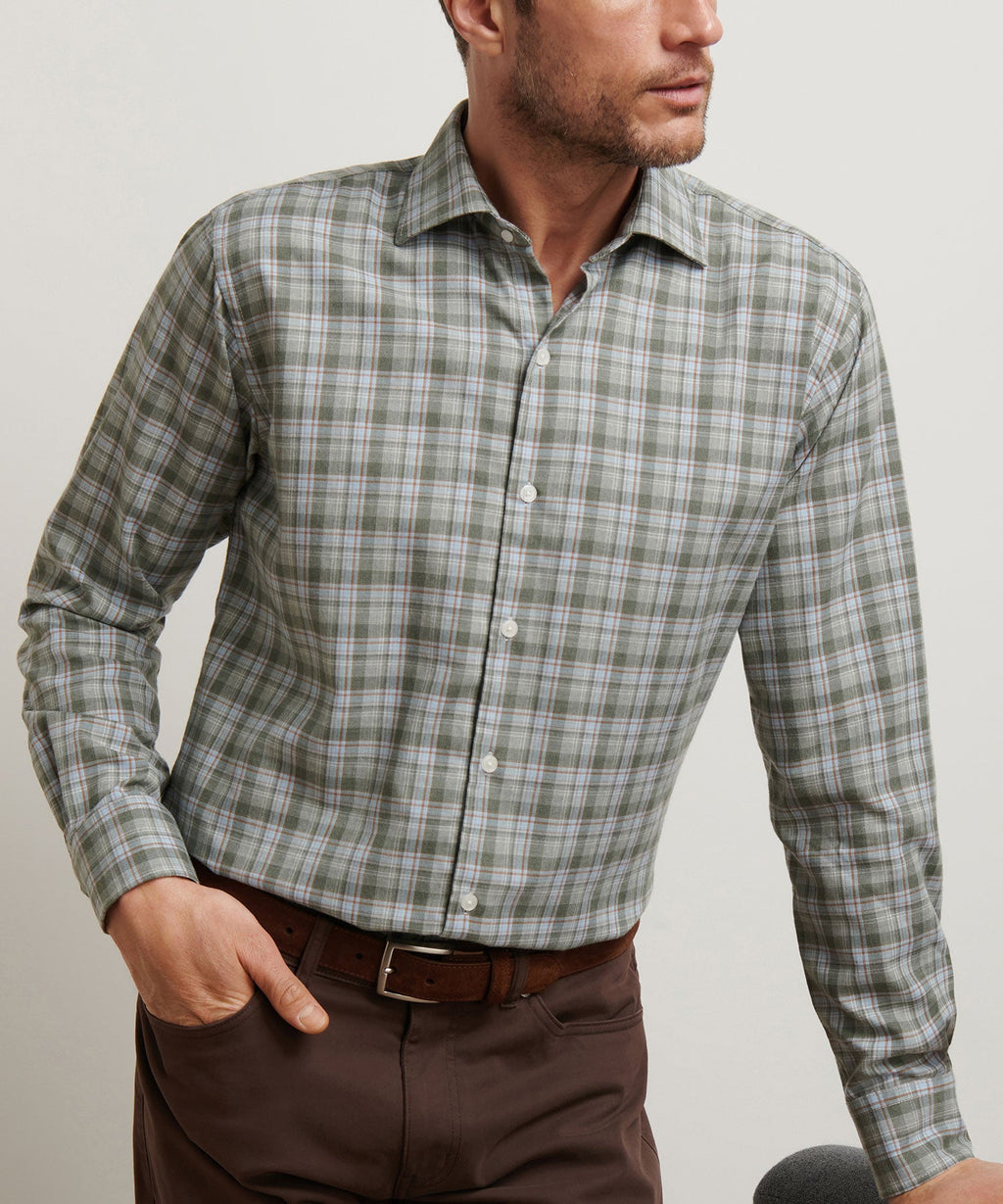 Long Sleeve Performance Flannel Sport Shirt – Blue Haze