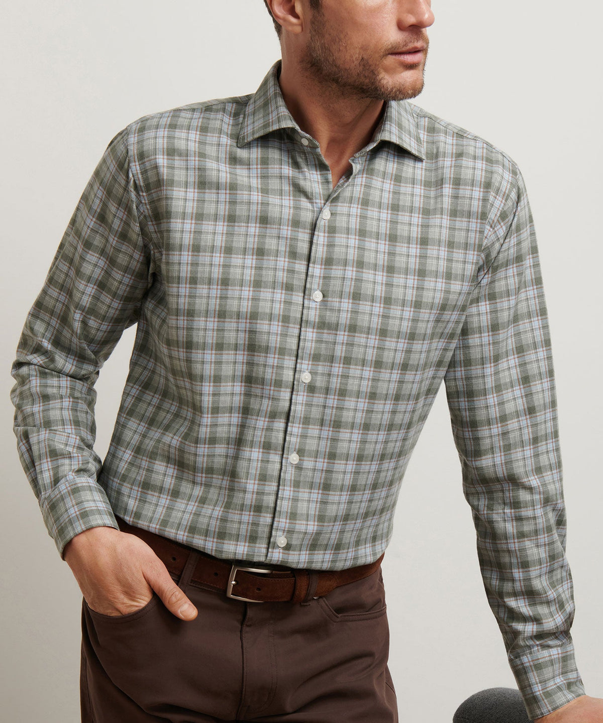 Long Sleeve Performance Flannel Sport Shirt – Blue Haze