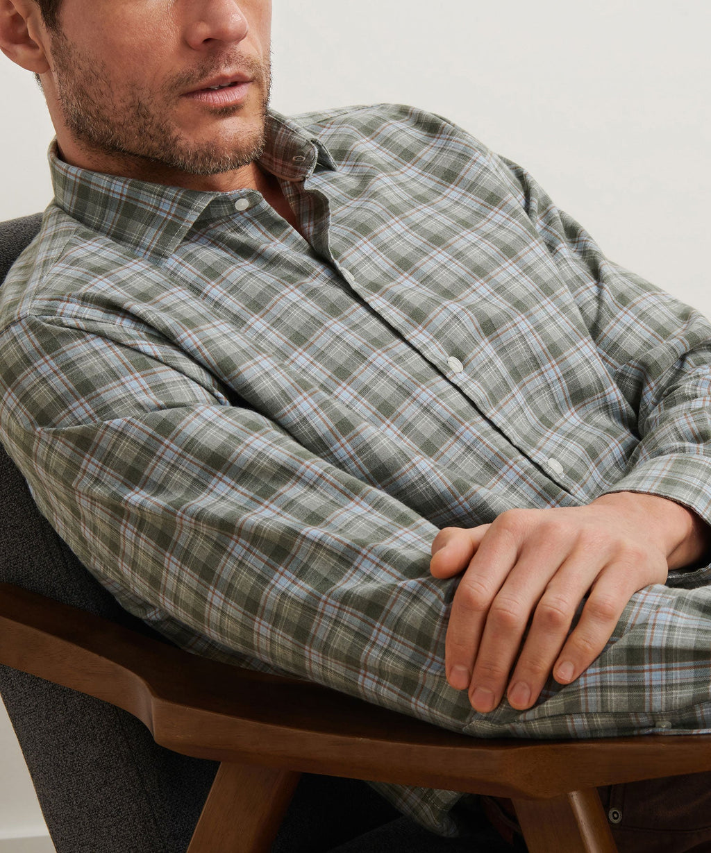 Long Sleeve Performance Flannel Sport Shirt – Blue Haze