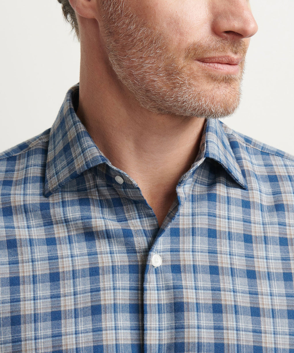 Long Sleeve Performance Flannel Sport Shirt – Blue Haze