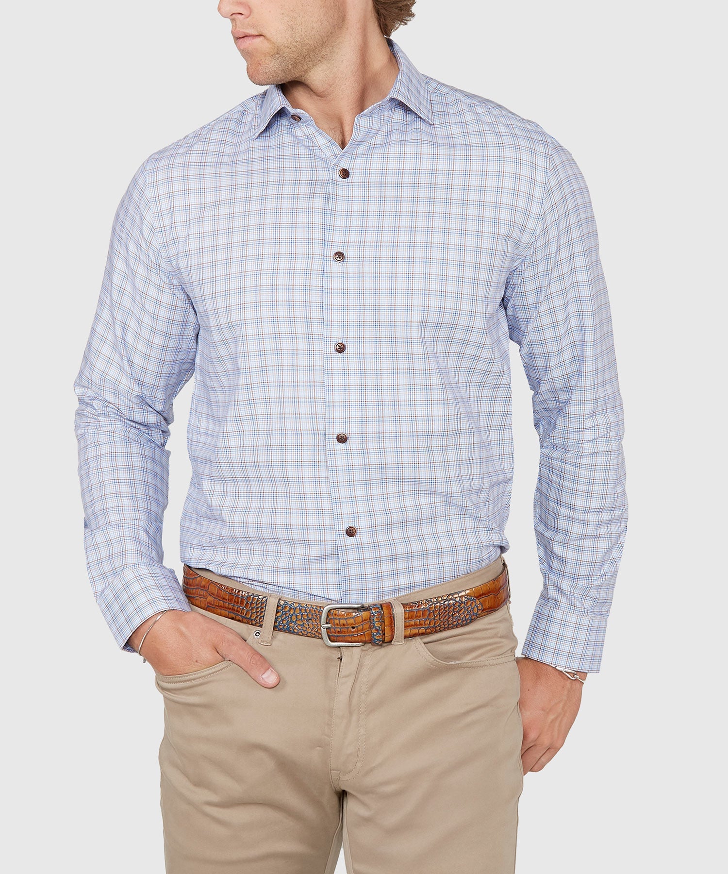 Long Sleeve Plaid Sport Shirt – Multi