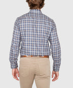 Long Sleeve Plaid Sport Shirt – Blue/Tan