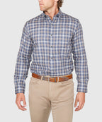 Long Sleeve Plaid Sport Shirt – Blue/Tan