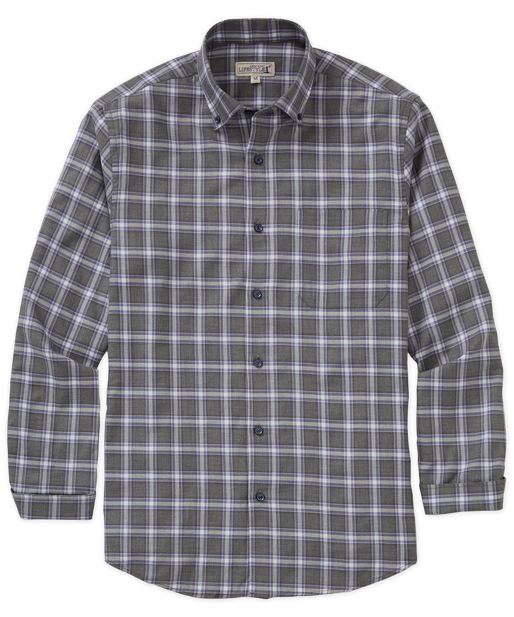 Long Sleeve Plaid Sport Shirt – Grey/Multi