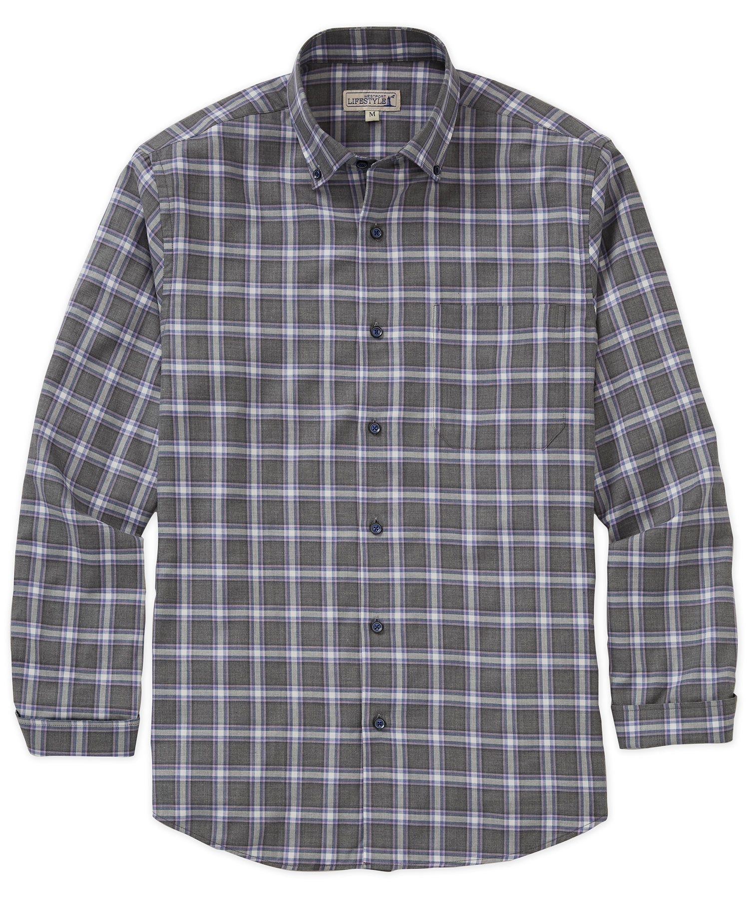 Long Sleeve Plaid Sport Shirt – Grey/Multi