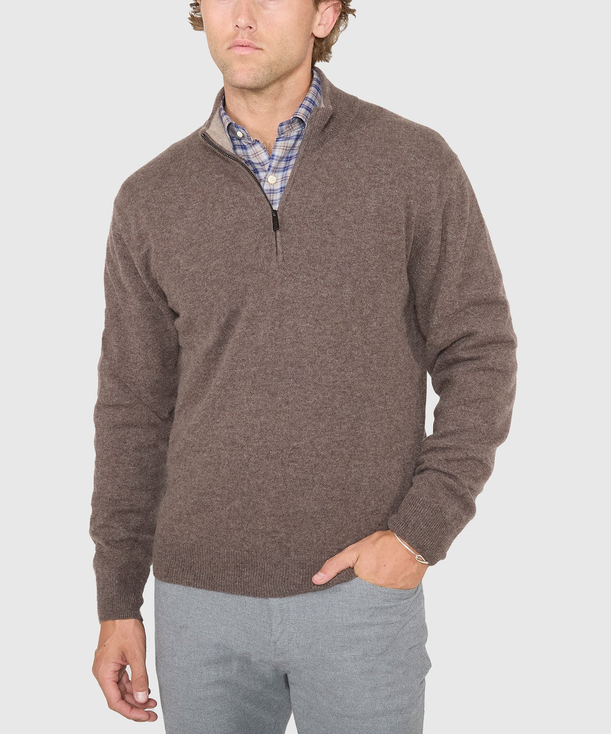 Long Sleeve Cashmere Quarter Zip Pullover
