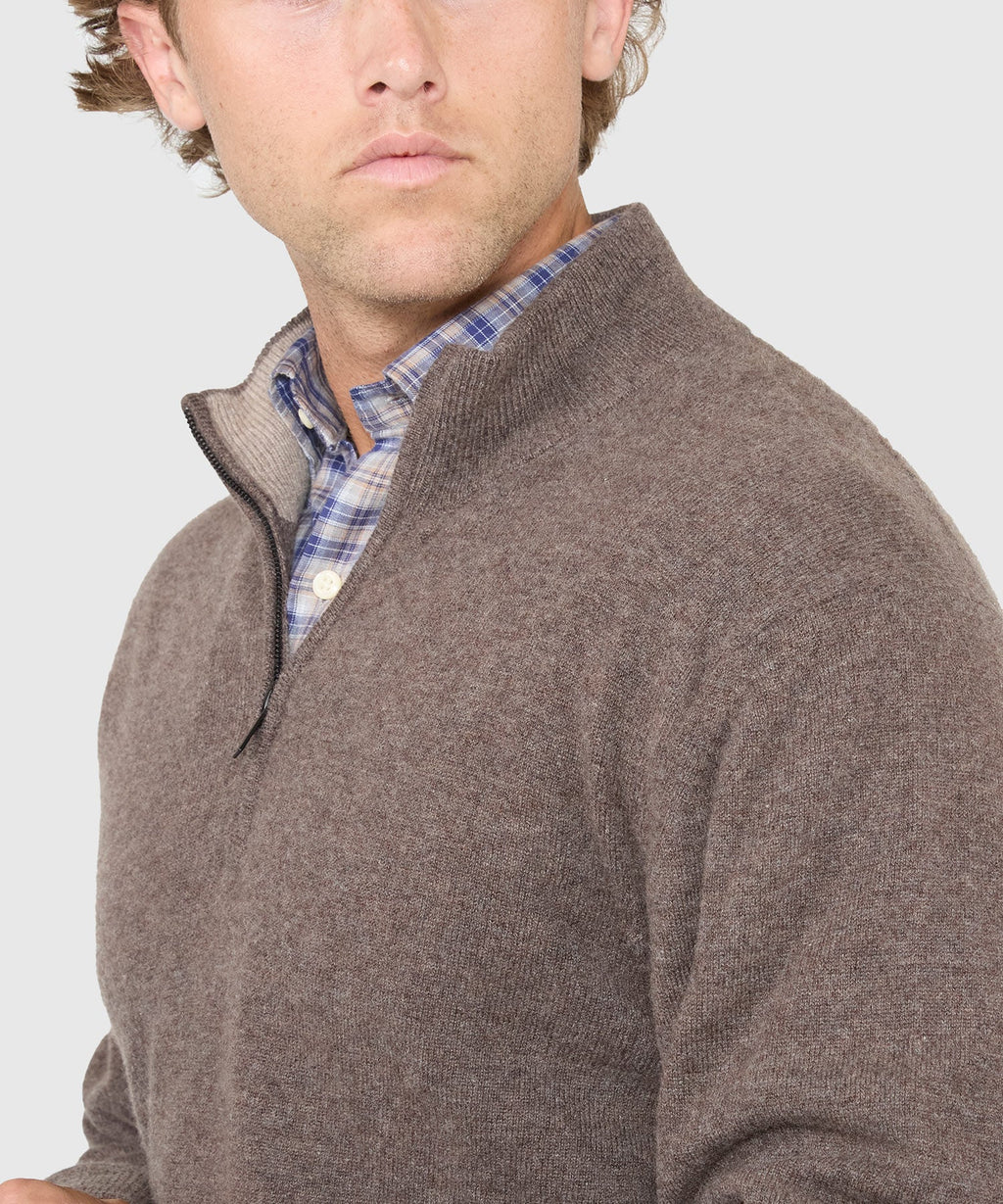 Long Sleeve Cashmere Quarter Zip Pullover