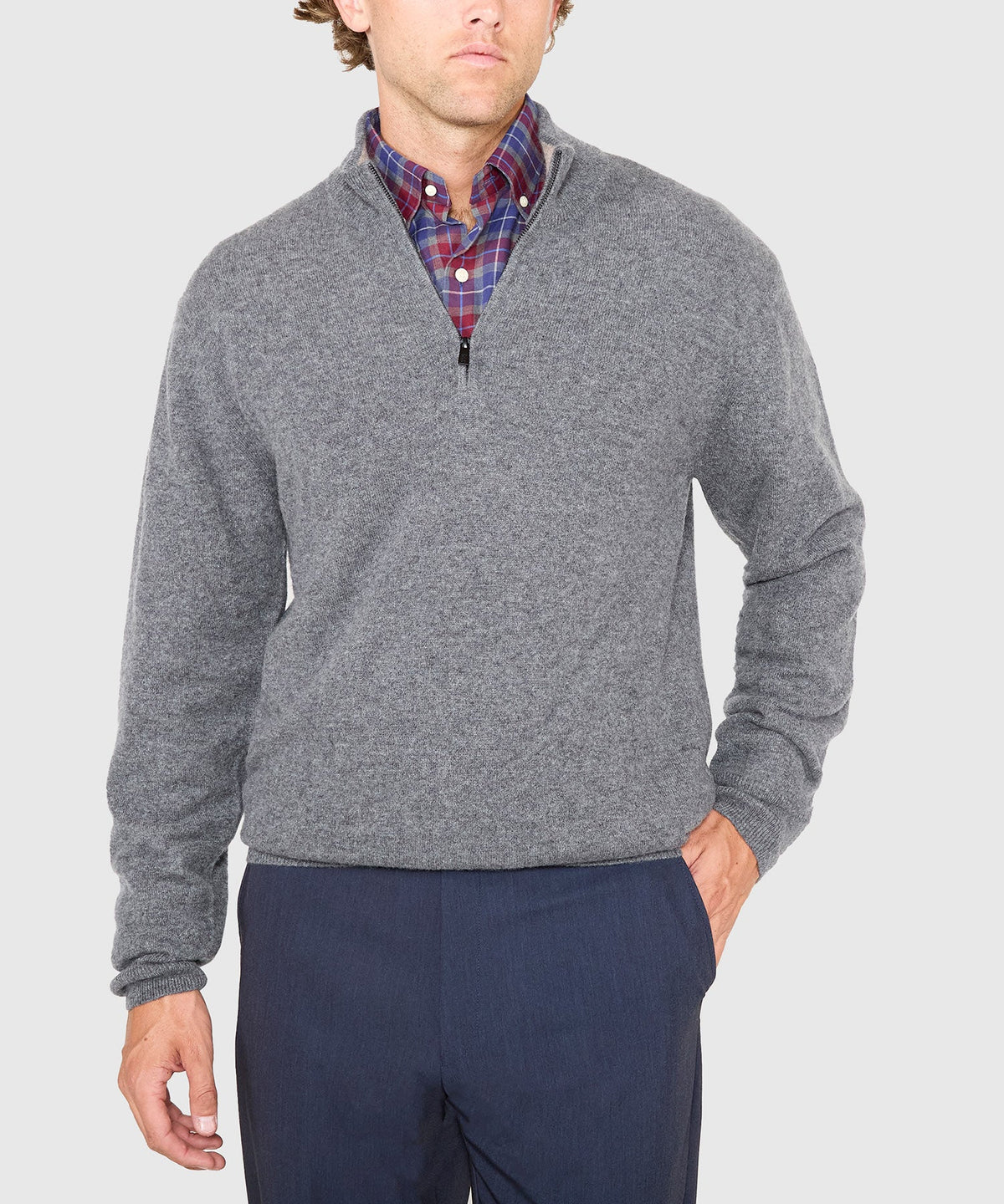 Long Sleeve Cashmere Quarter Zip Pullover